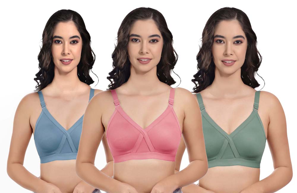 Cross Non Padded Bra For Womens & Girls Pack of 3