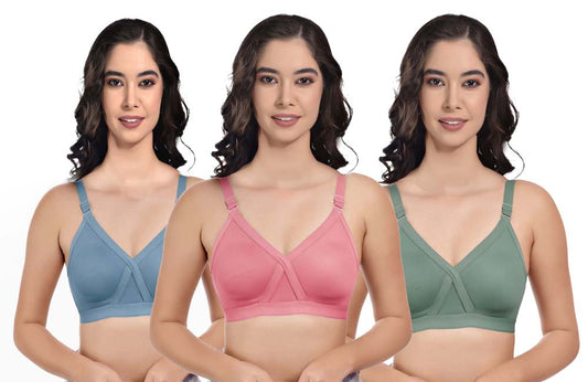 Cross Non Padded Bra For Womens & Girls Pack of 3